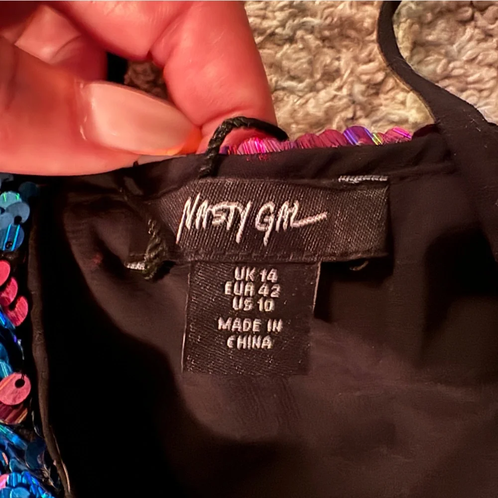 Nasty Gal Teal & Magenta Sequin Halter Romper - Picture 7 of 8